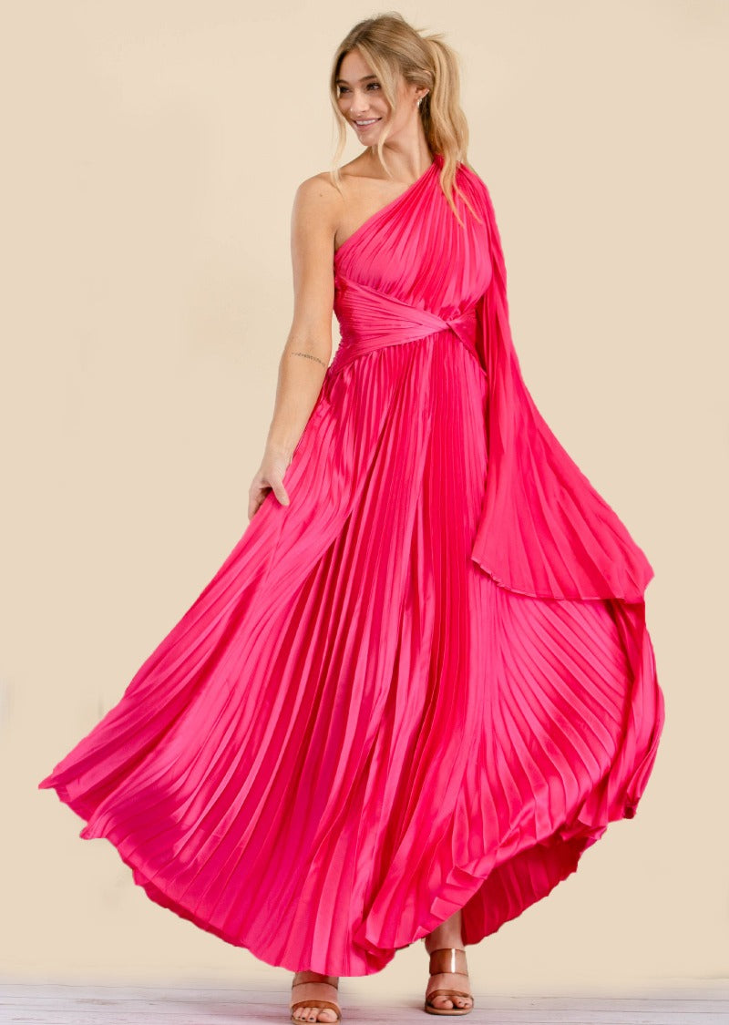 ROSA PLEATED SILKY DRESS