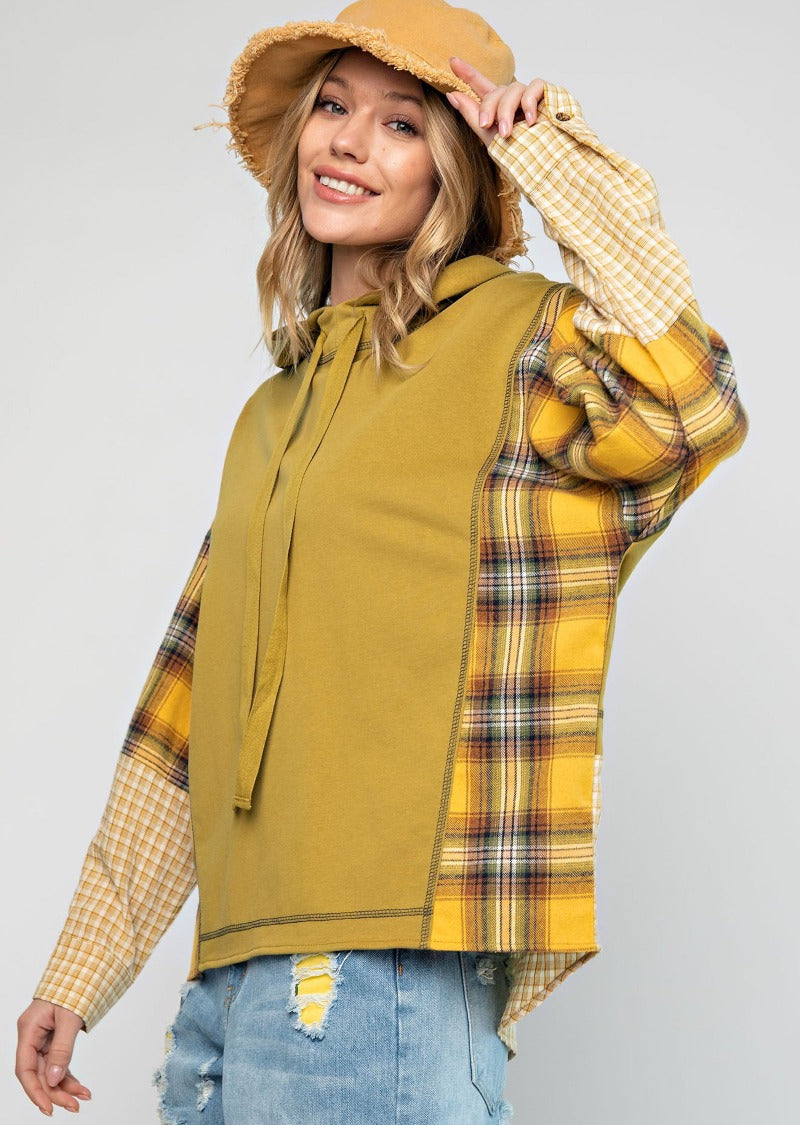 Yellow plaid clearance hoodie