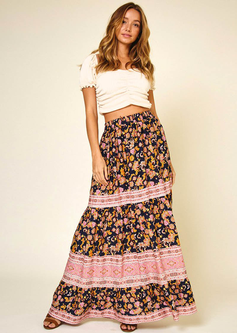 SUSANNA EGYPTIAN FLOWER MAXI SKIRT