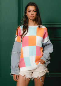 MILLA RETRO CHECKERBOARD SWEATER