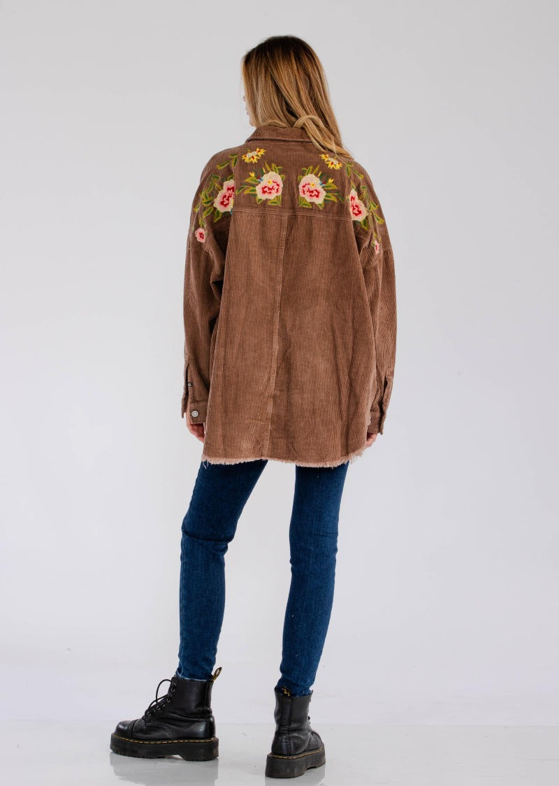 TORI EMBROIDERED CORDUROY SHACKET