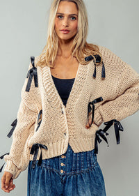 STEPHANI CROCHET BOW CARDIGAN