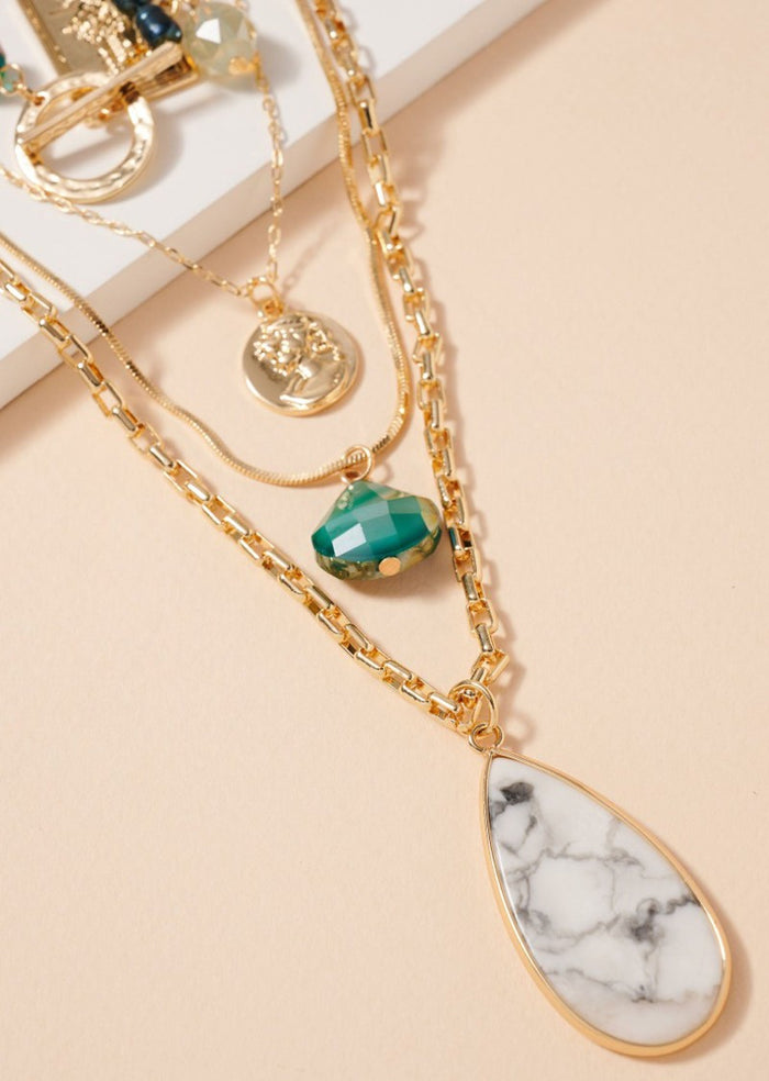 MARBLE STONE MULTI LAYERED NECKLACE