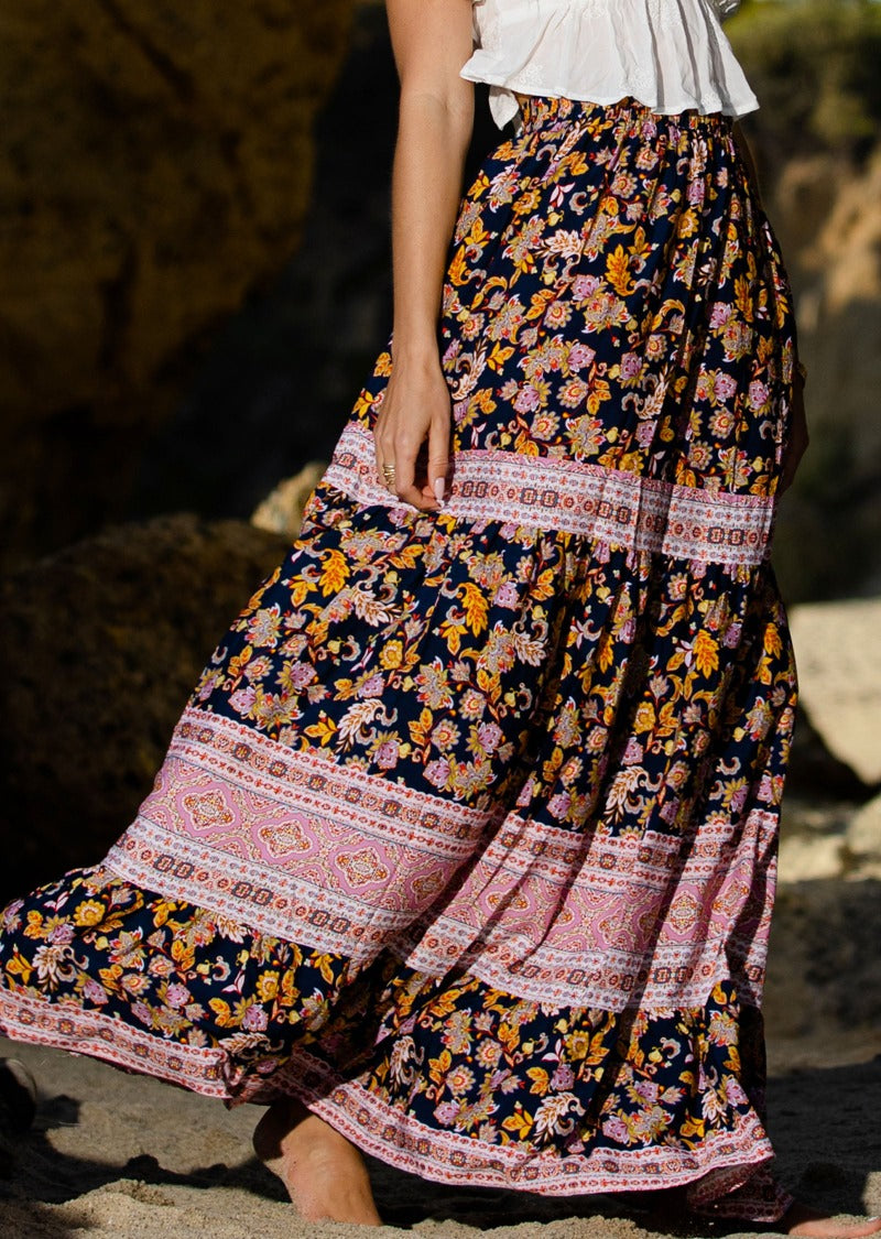 SUSANNA EGYPTIAN FLOWER MAXI SKIRT