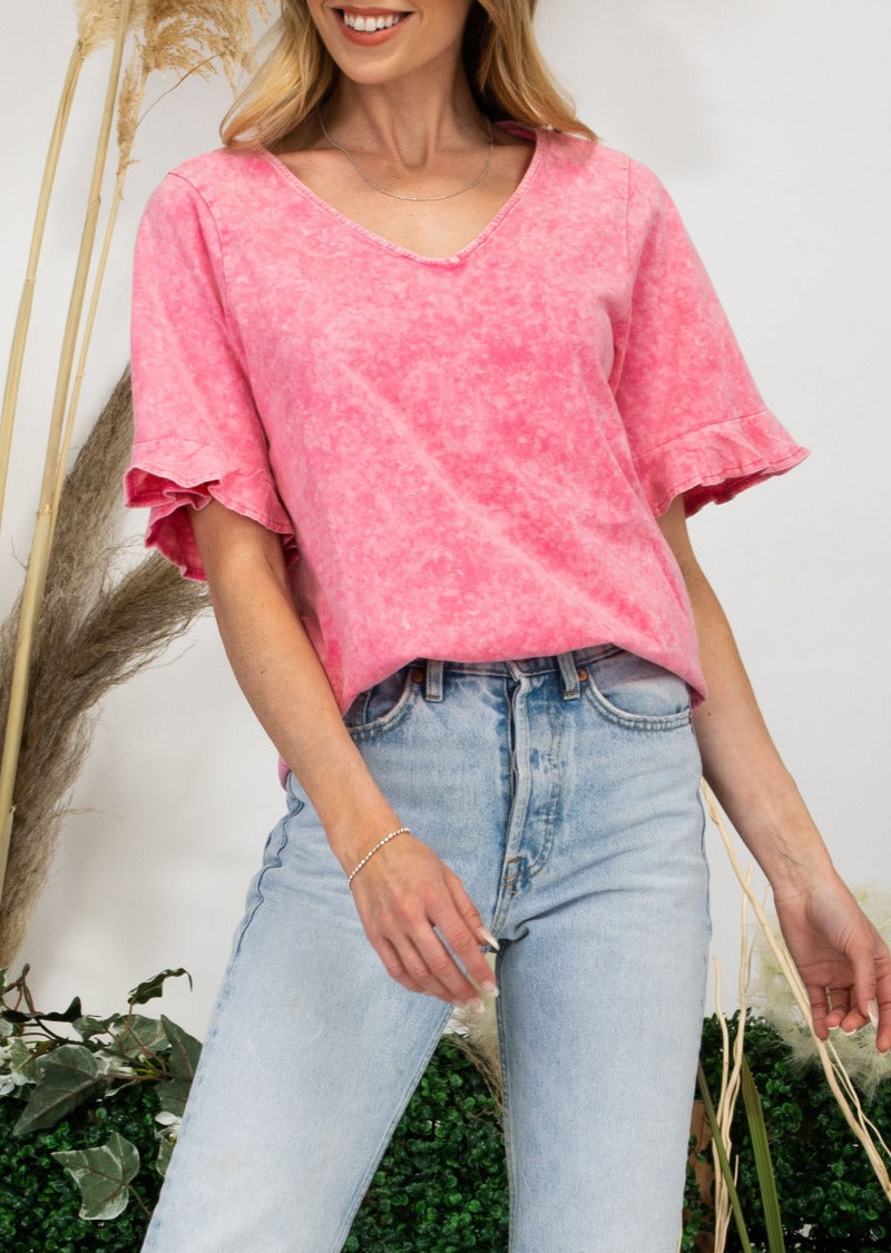 ESTELLE WASHED BELL SLEEVE TOP