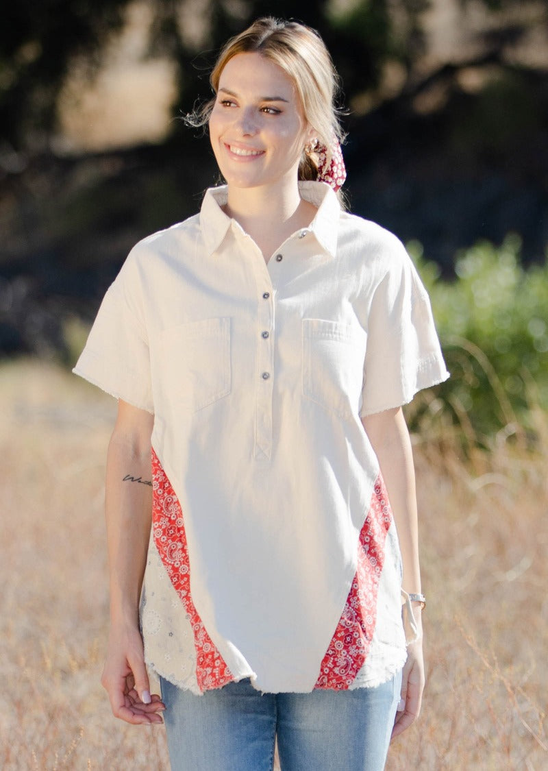 NATURAL DENIM BOHO SHIRT