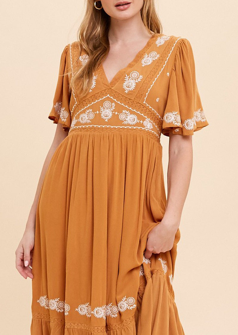 MILLIE EMBROIDERED LONG DRESS