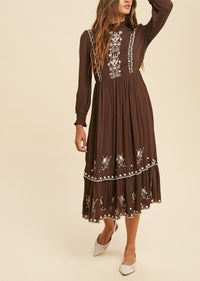 BRIE EMBROIDERED MOCK NECK DRESS
